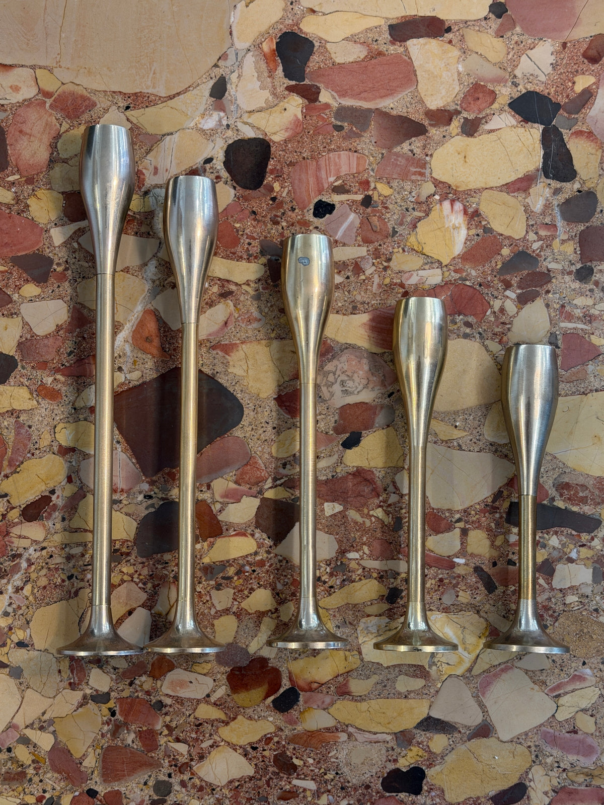Vintage Castilian Teardrop Brass Cascading Candle Holder 5-Set