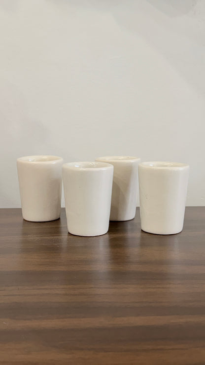 El Palomar Mexican Clay with Cream Glazed Mezcal Glasses set of 4
