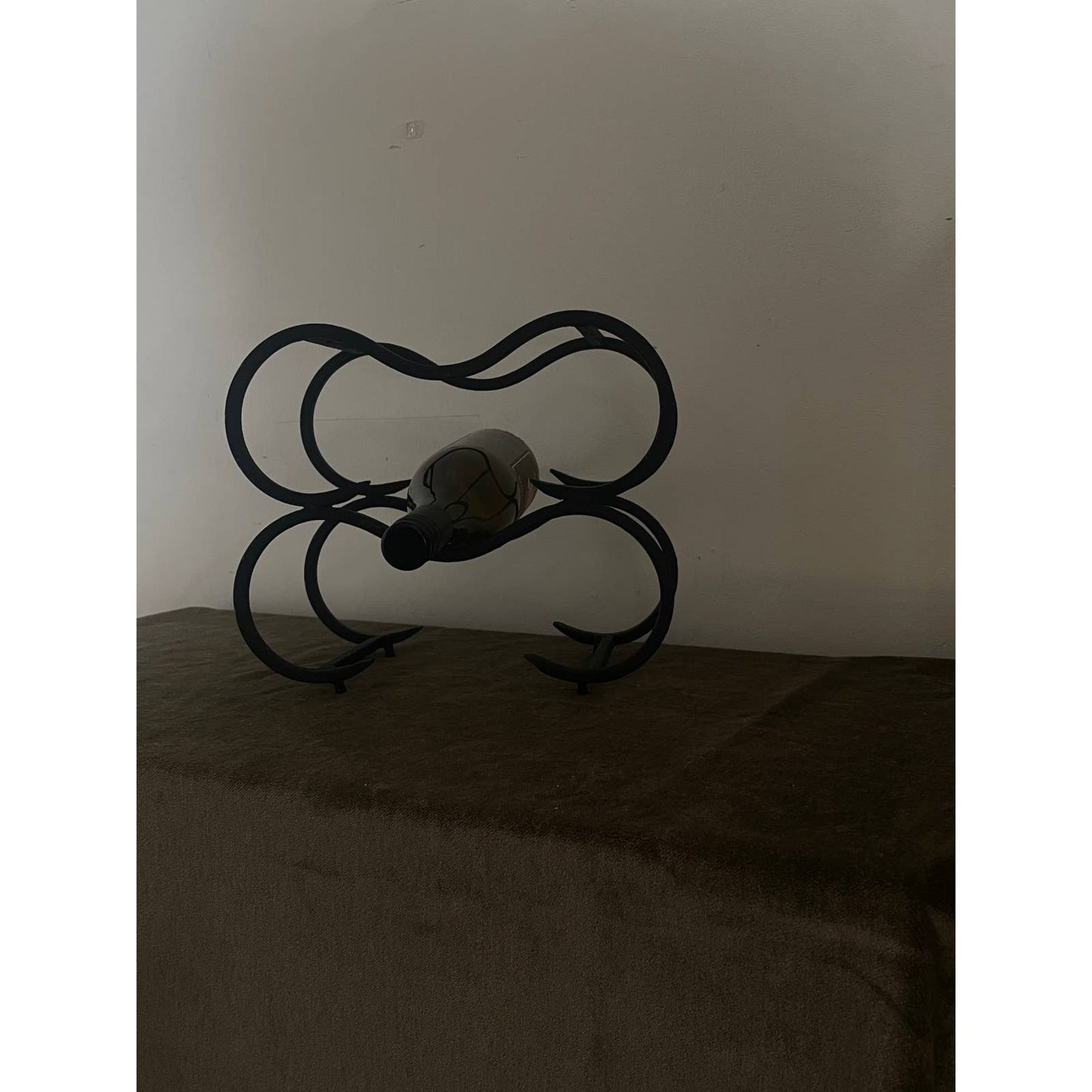 70’s Welded Cast Iron Scrolling 6-Bottle Wine Rack