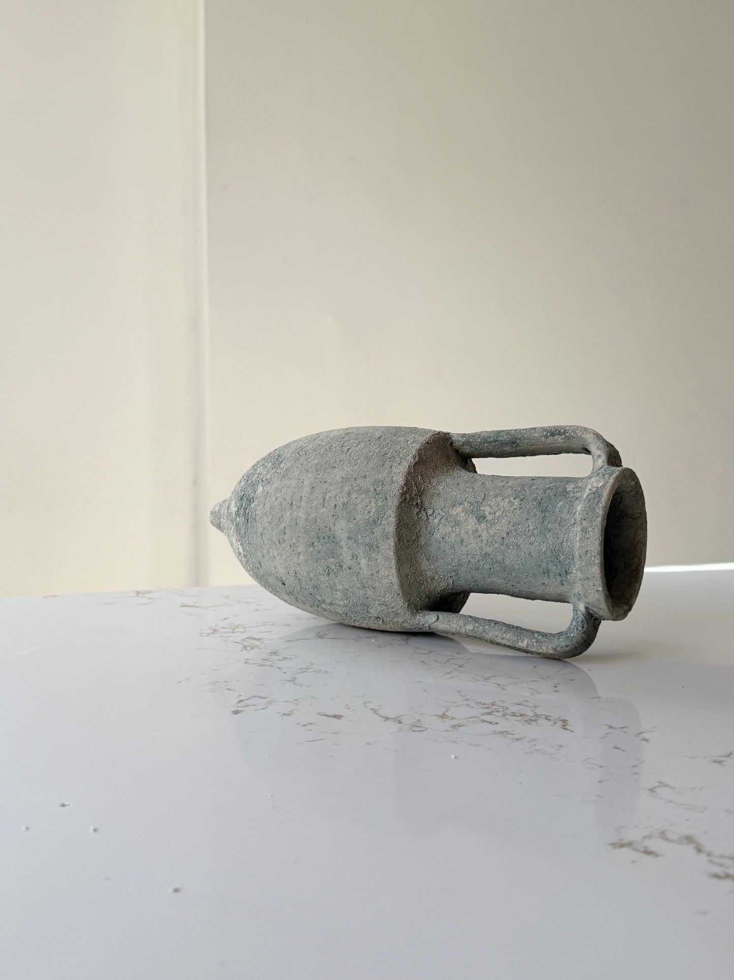 Textured Aqua Greek Amphora Vase