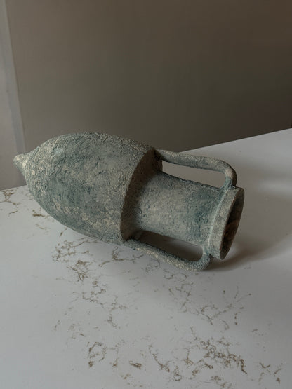 Textured Aqua Greek Amphora Vase