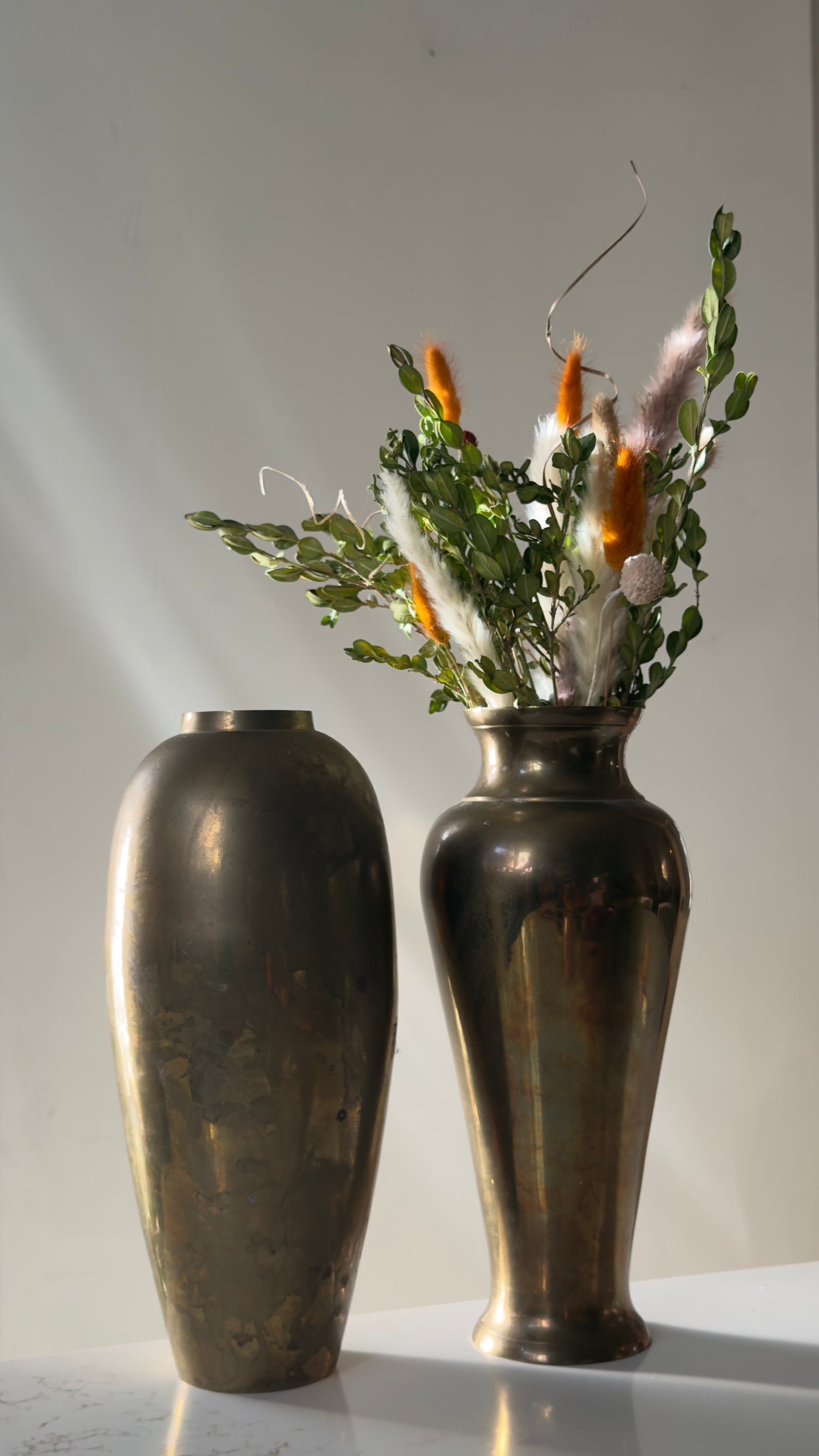 Vintage Solid Brass 12” Vase