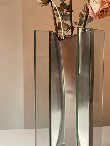 Vintage Steel and Glass Floating Vase