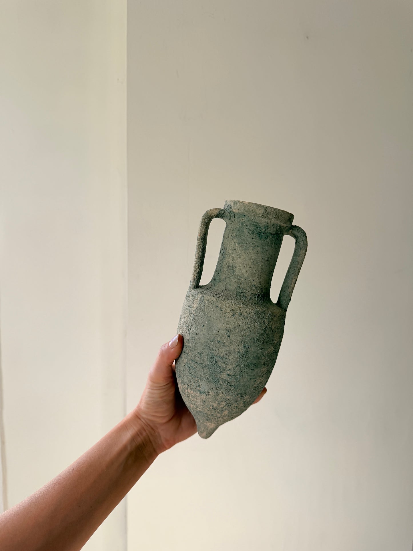 Textured Aqua Greek Amphora Vase