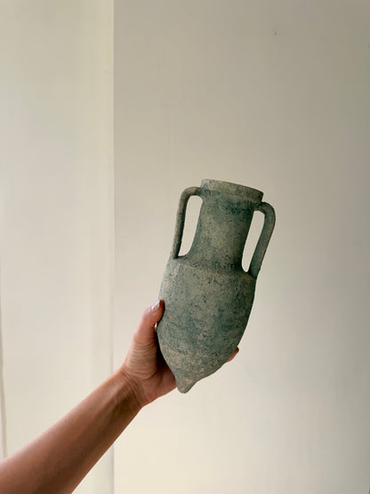 Textured Aqua Greek Amphora Vase
