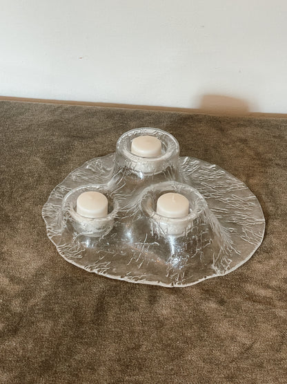 Finnish Meri Lasi Volcano Glass Tea Light Holder