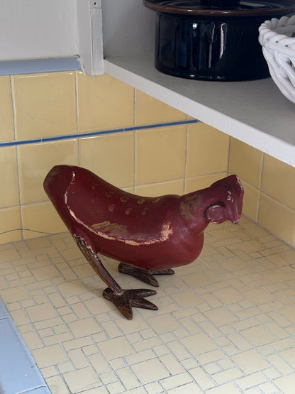 Solid Wood Chicken Folk Art Sculpture