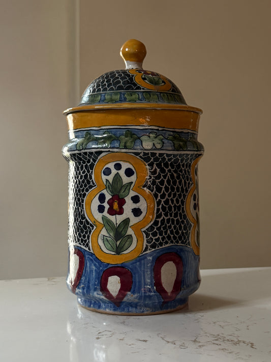 Handpainted Vintage Terracotta Talavera Jar