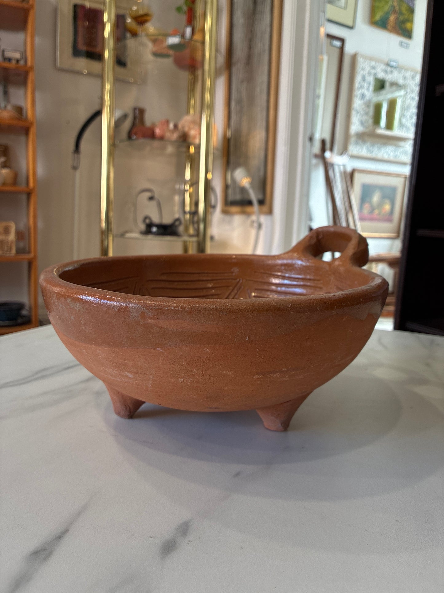 Handcrafted Red Clay Molcajete Tri-Footed Bowl by León Artesenias