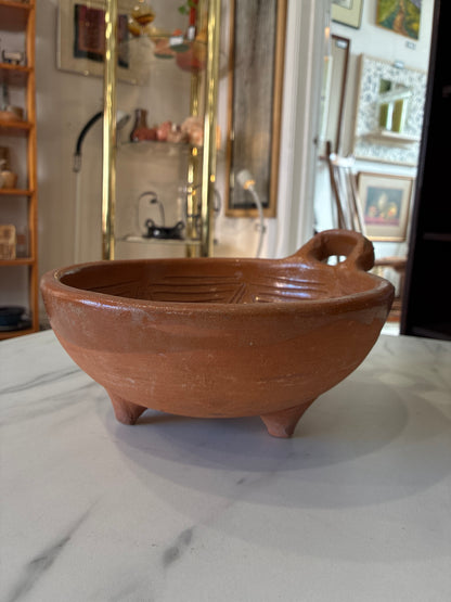 Handcrafted Red Clay Molcajete Tri-Footed Bowl by León Artesenias