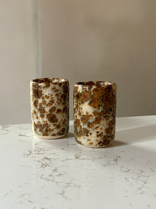 Lava Glazed White Clay Mezcal Shot Glasses