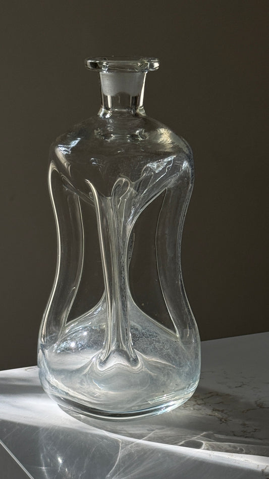 Danish Holmegaard Kluk Flaske Glass Decanter & Glass Cork