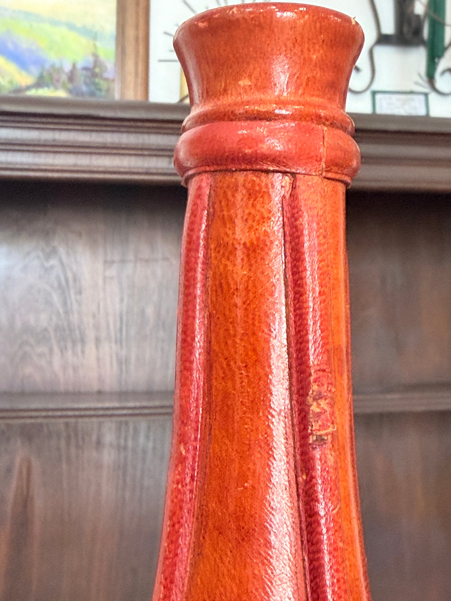 Vintage Halian Leather Wrapped Decanter Bottle - Glass Interior