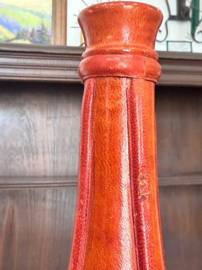 Vintage Halian Leather Wrapped Decanter Bottle - Glass Interior