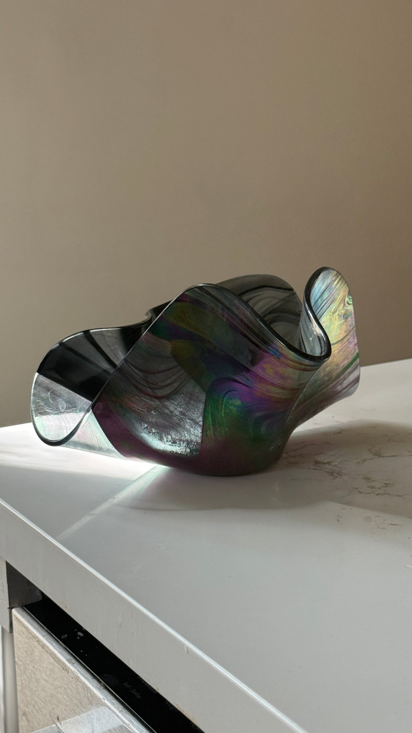 Alaskan Aurora Borealis Glass Sculptural Vessel by Salli Burgin
