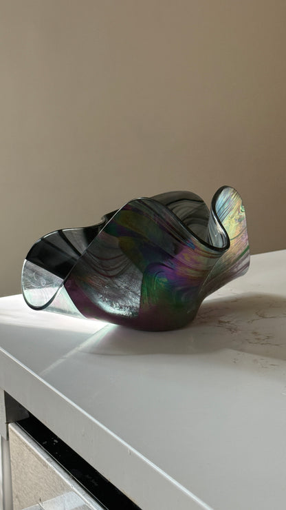 Alaskan Aurora Borealis Glass Sculptural Vessel by Salli Burgin
