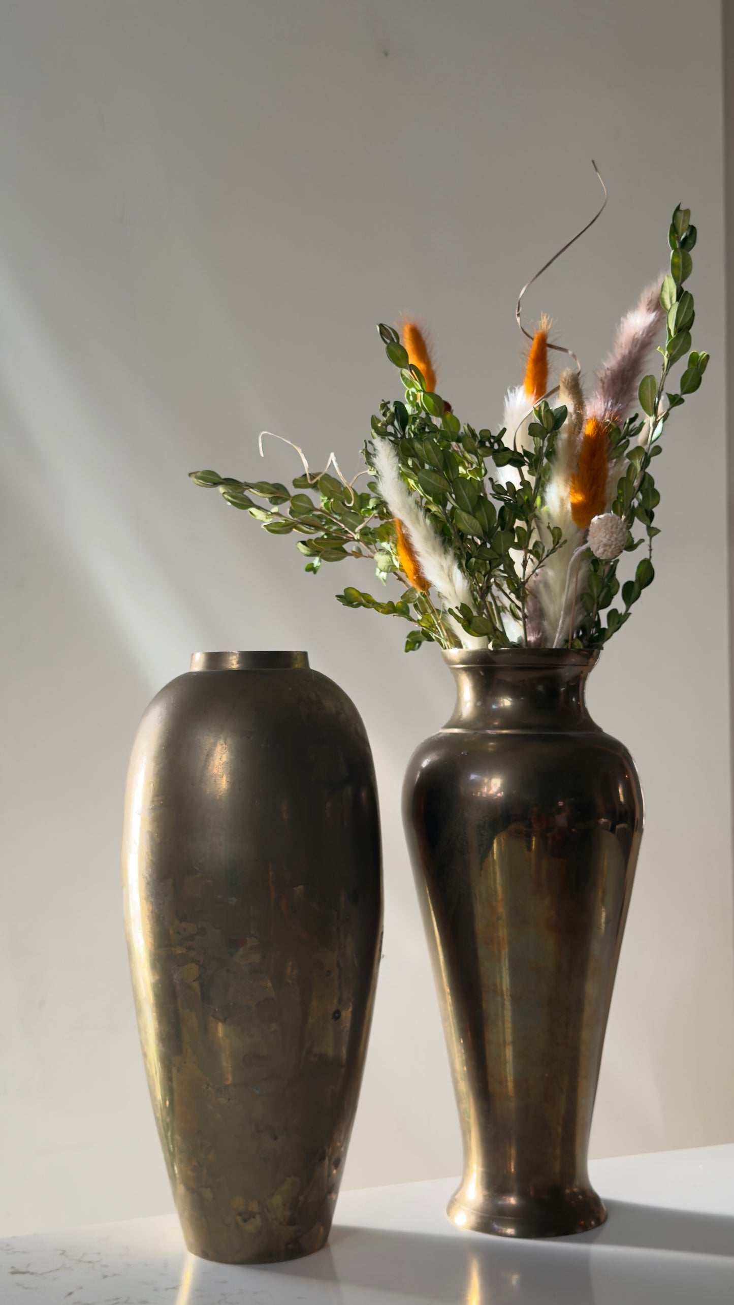Vintage Solid Brass 12” Vase
