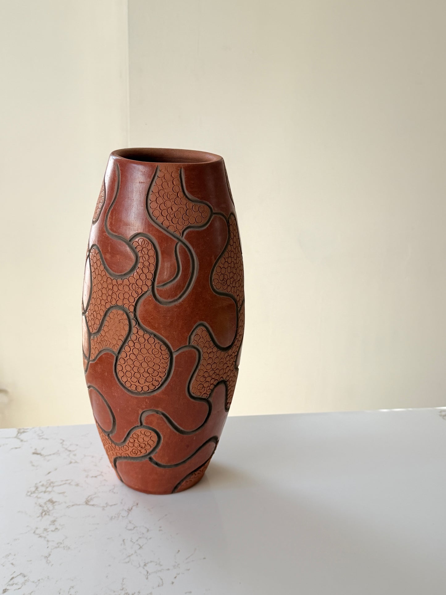 Handcrafted Terracotta Dual Textured Puzzled Plains Vase