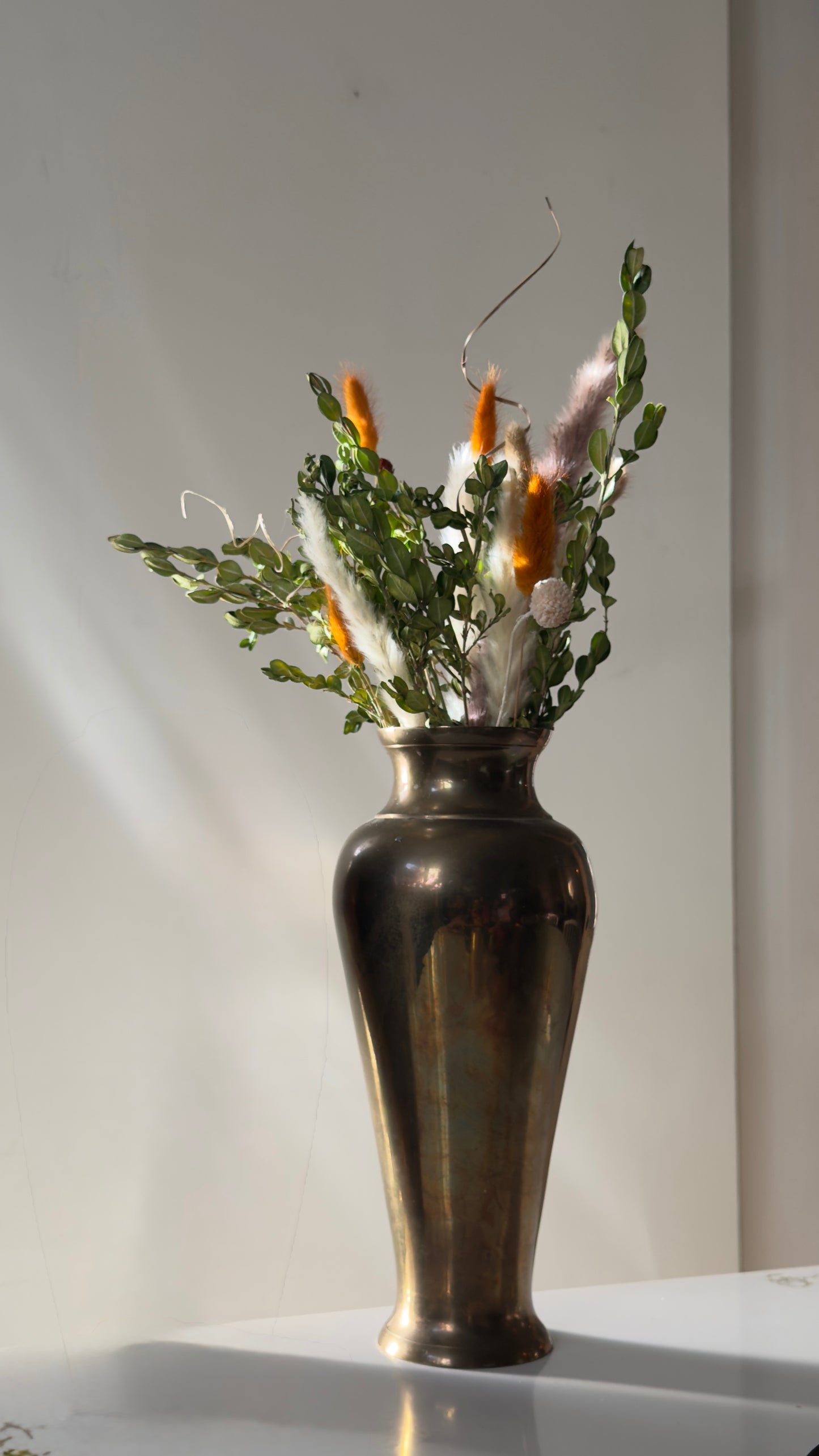 Vintage Solid Brass 12” Vase