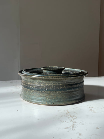 Handcrafted Lidded Ocean Green Stoneware Bowl