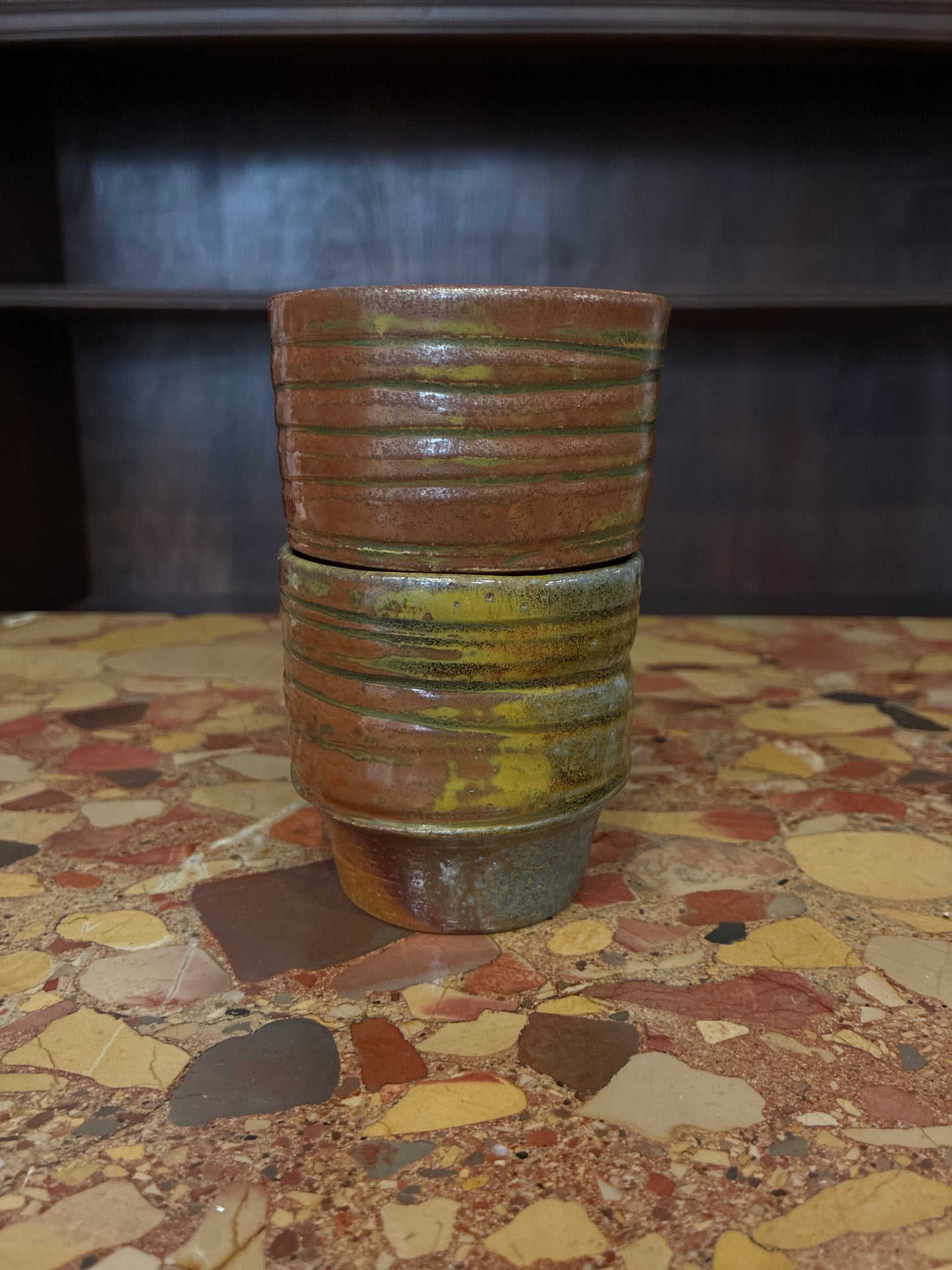 Earthe Glaze Pair Stacking Stoneware Espresso Mugs by Gibbs ‘04
