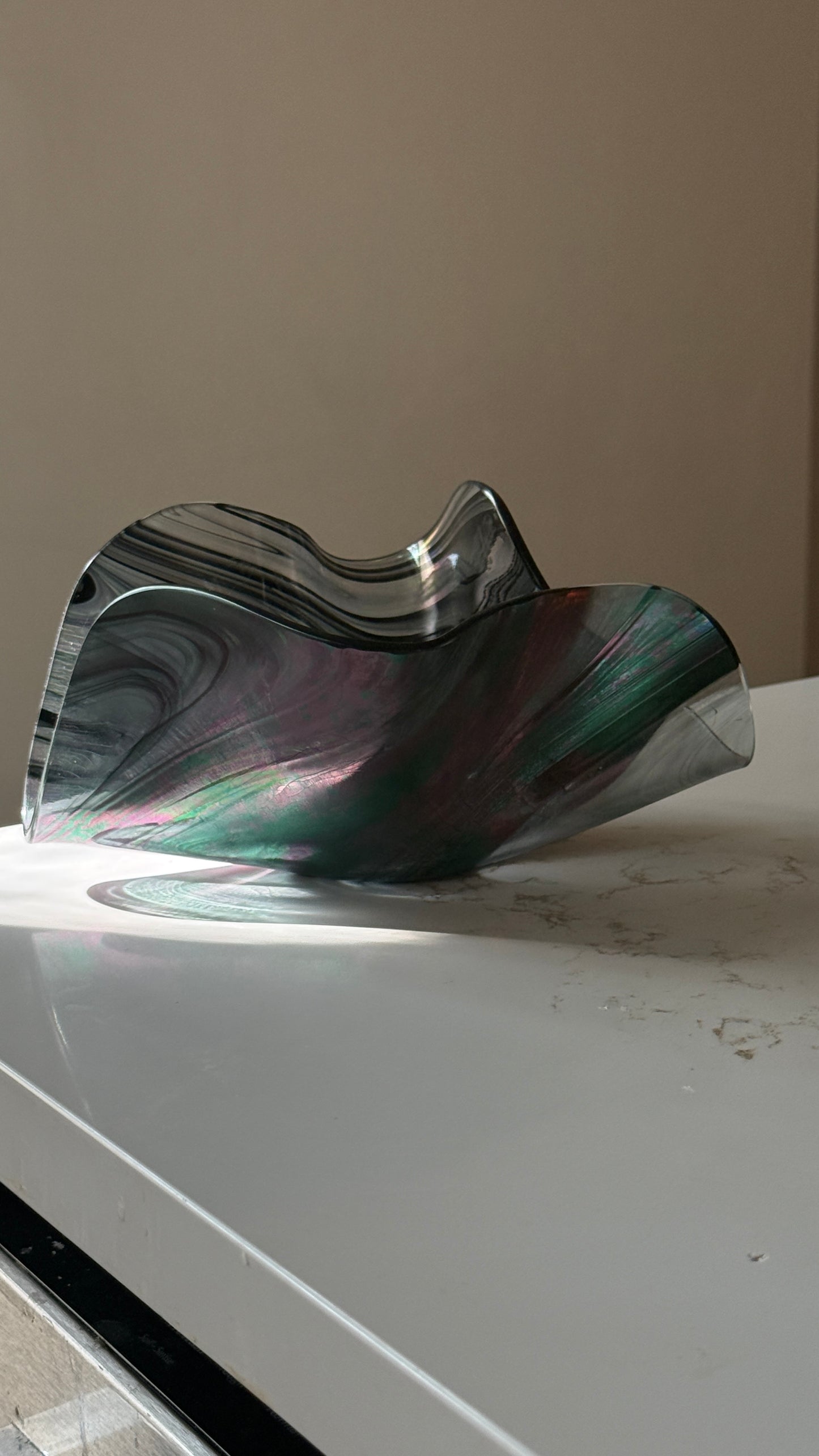 Alaskan Aurora Borealis Glass Sculptural Vessel by Salli Burgin