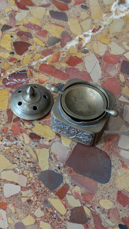 Vintage Brass Flip Top Incense Burner with Ash Chamber