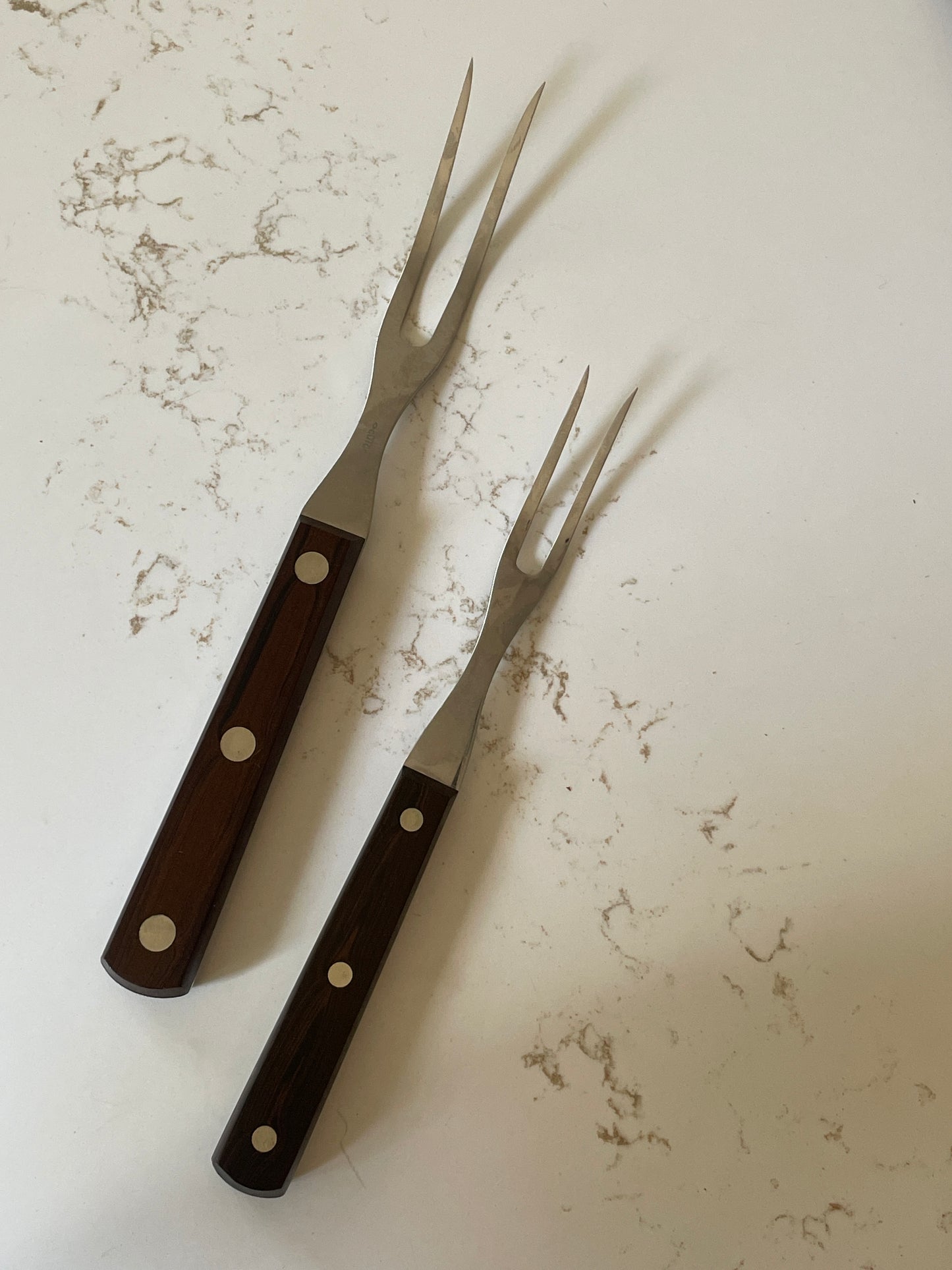 Vintage Pair of Wooden Cutco Carving Forks