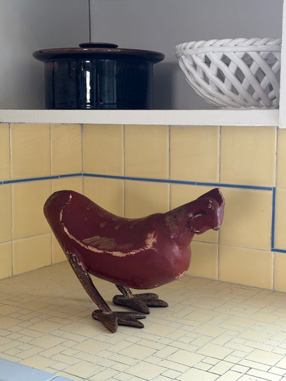 Solid Wood Chicken Folk Art Sculpture