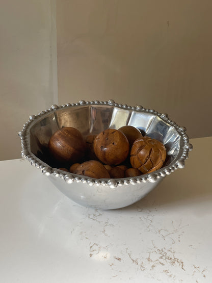 Organic Pearl Beaded Pewter Bowl