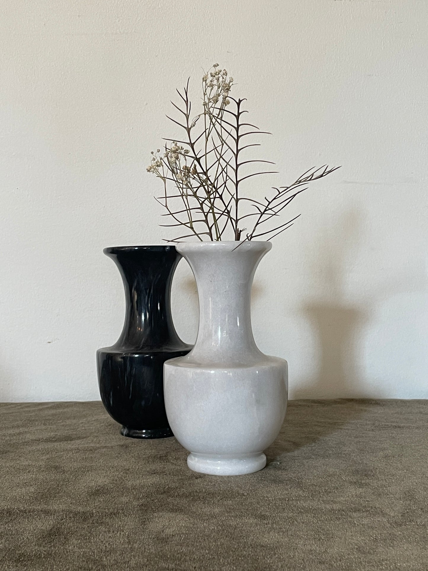 White & Grey Vein Marble Bud Vase