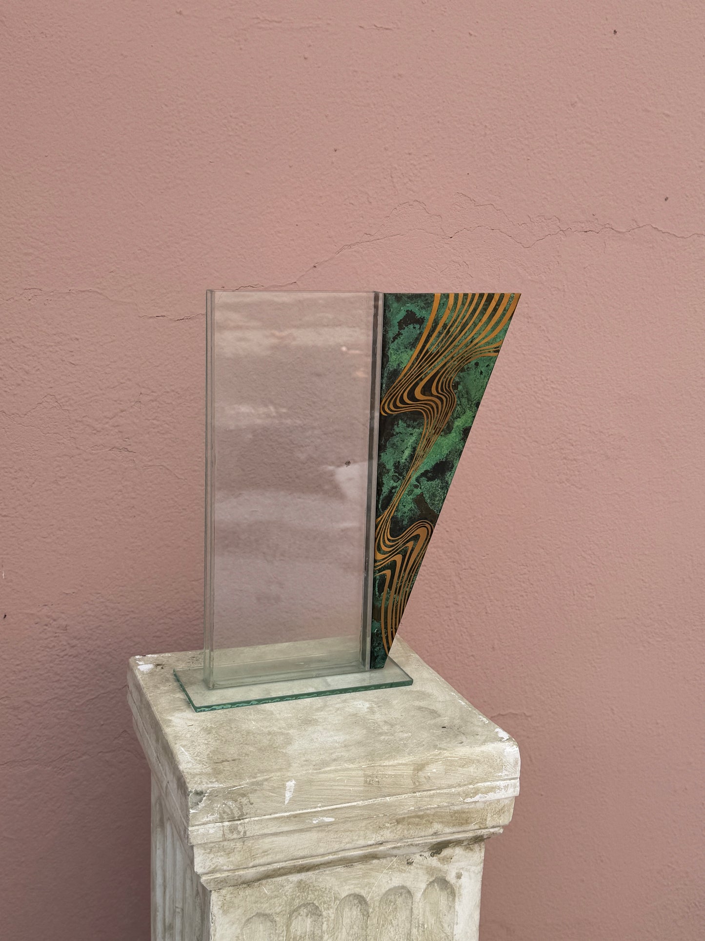 Mod Memphis Metal, Glass & Gold Ikebana Vase