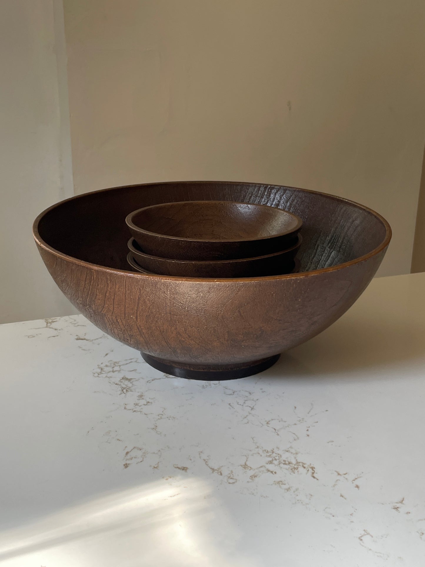 Vintage WestBend Faux Wood Salad Bowl Set