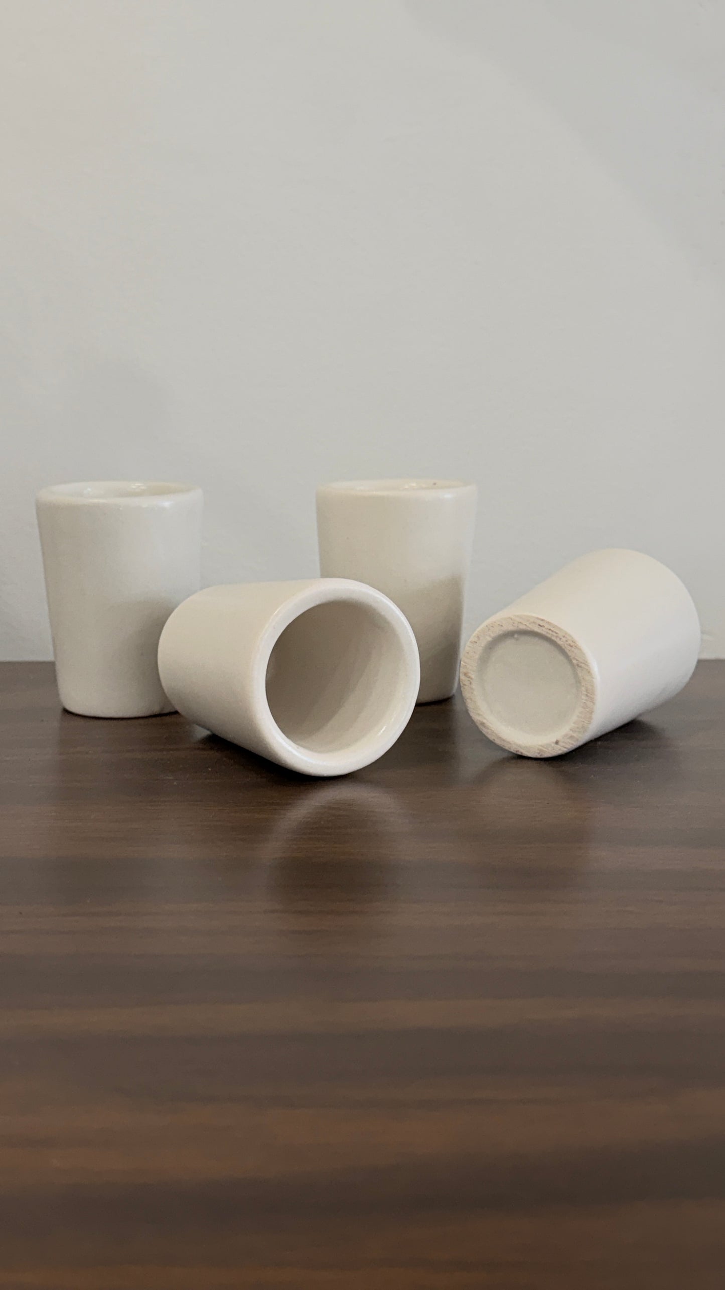 El Palomar Mexican Clay with Cream Glazed Mezcal Glasses set of 4