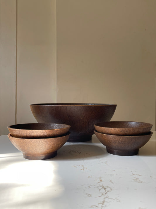 Vintage WestBend Faux Wood Salad Bowl Set