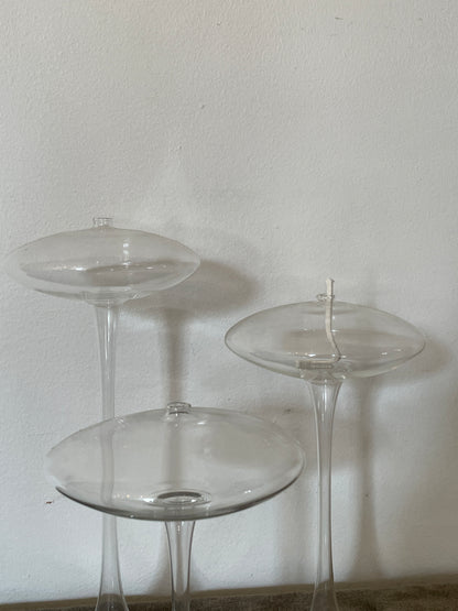 Vintage Omni Footed Oil Orb Lamp Trio