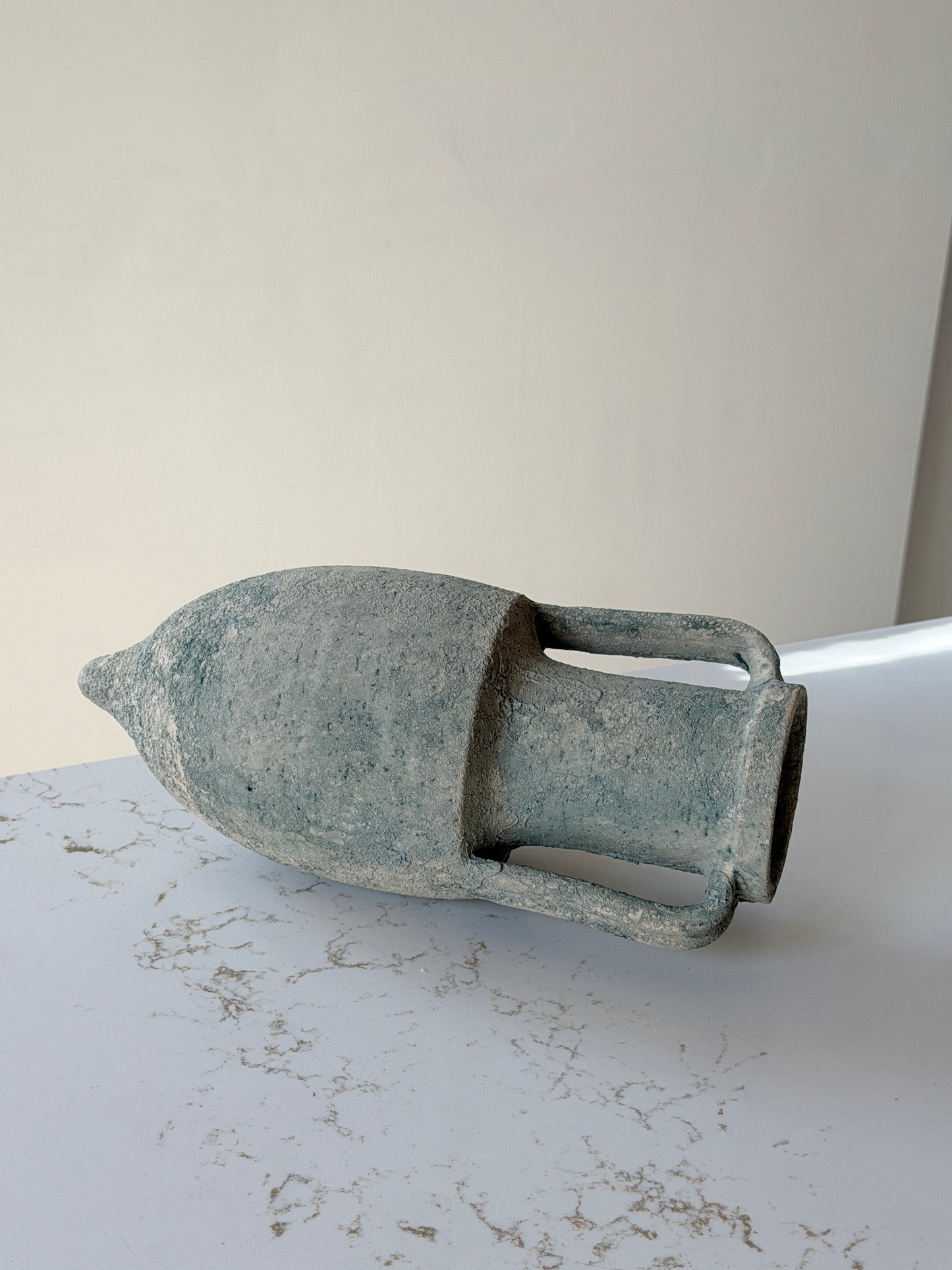 Textured Aqua Greek Amphora Vase