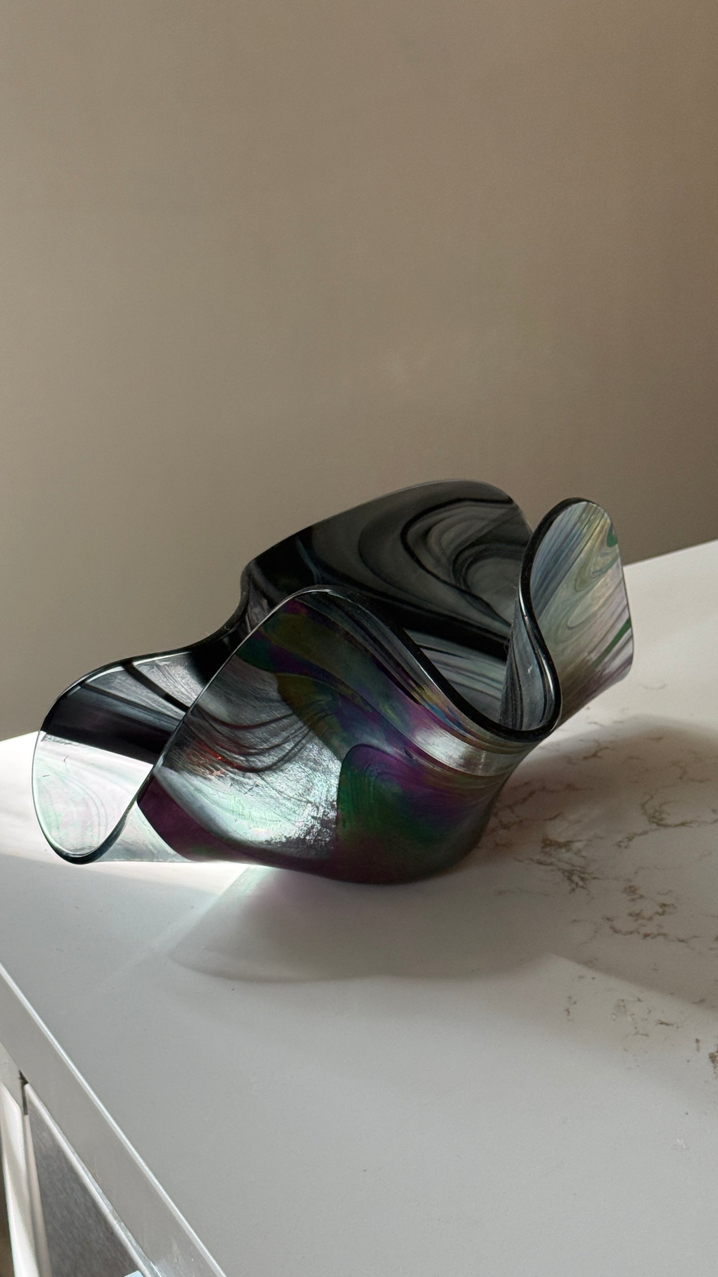 Alaskan Aurora Borealis Glass Sculptural Vessel by Salli Burgin