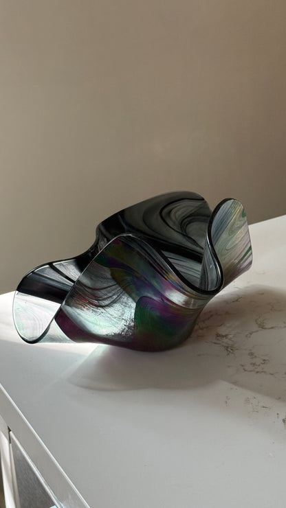 Alaskan Aurora Borealis Glass Sculptural Vessel by Salli Burgin