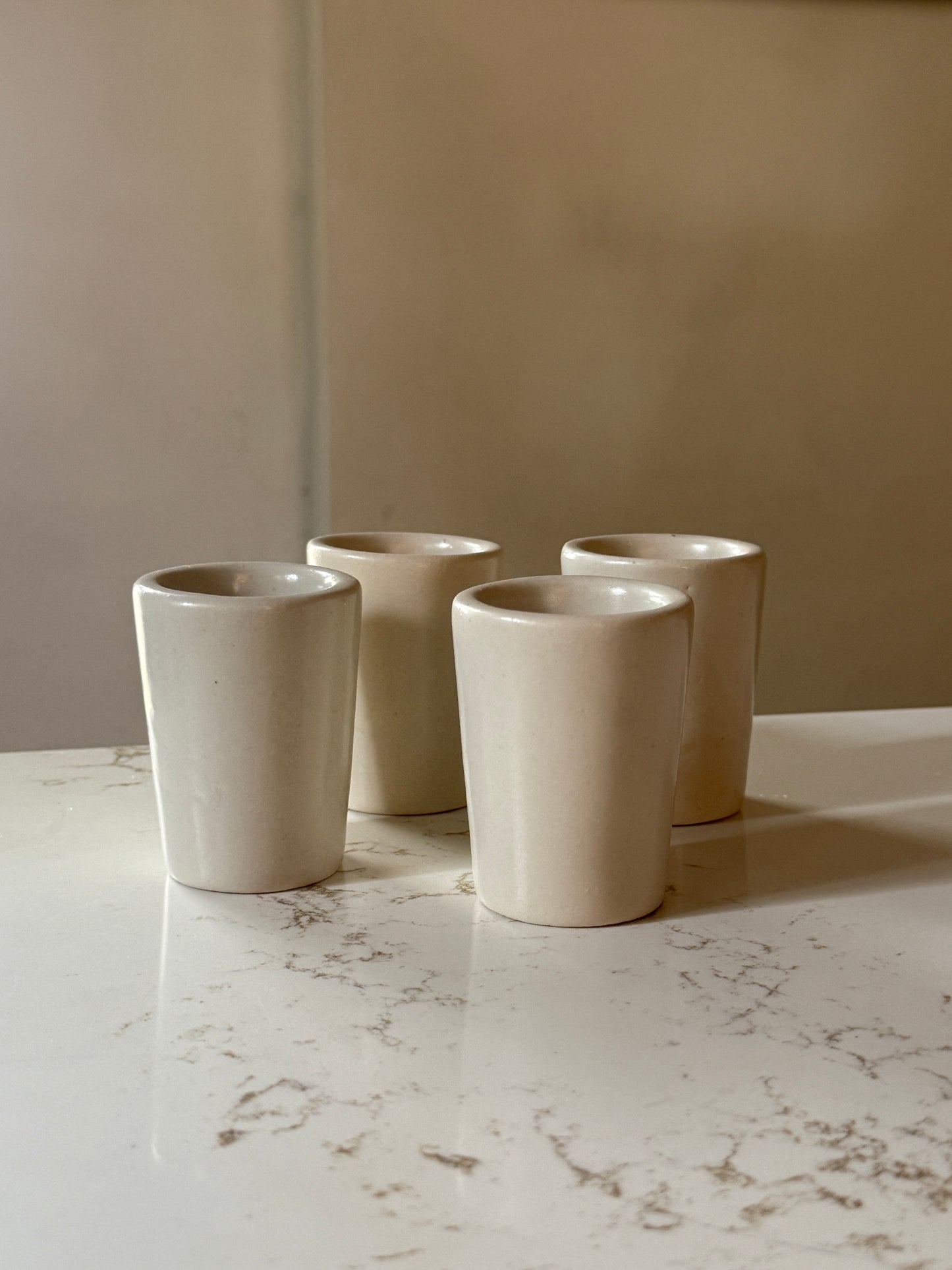El Palomar Mexican Clay with Cream Glazed Mezcal Glasses set of 4