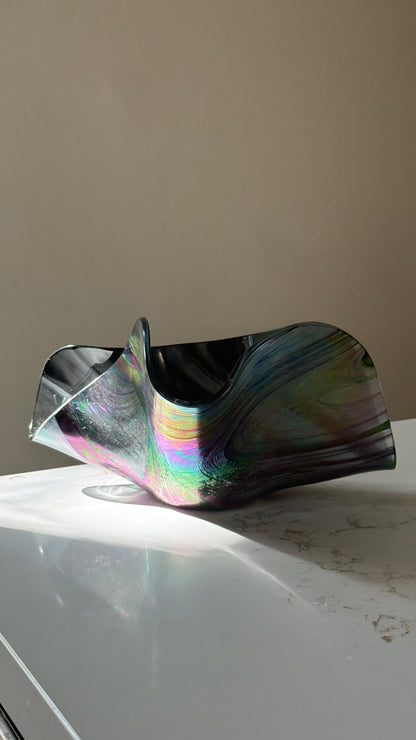 Alaskan Aurora Borealis Glass Sculptural Vessel by Salli Burgin