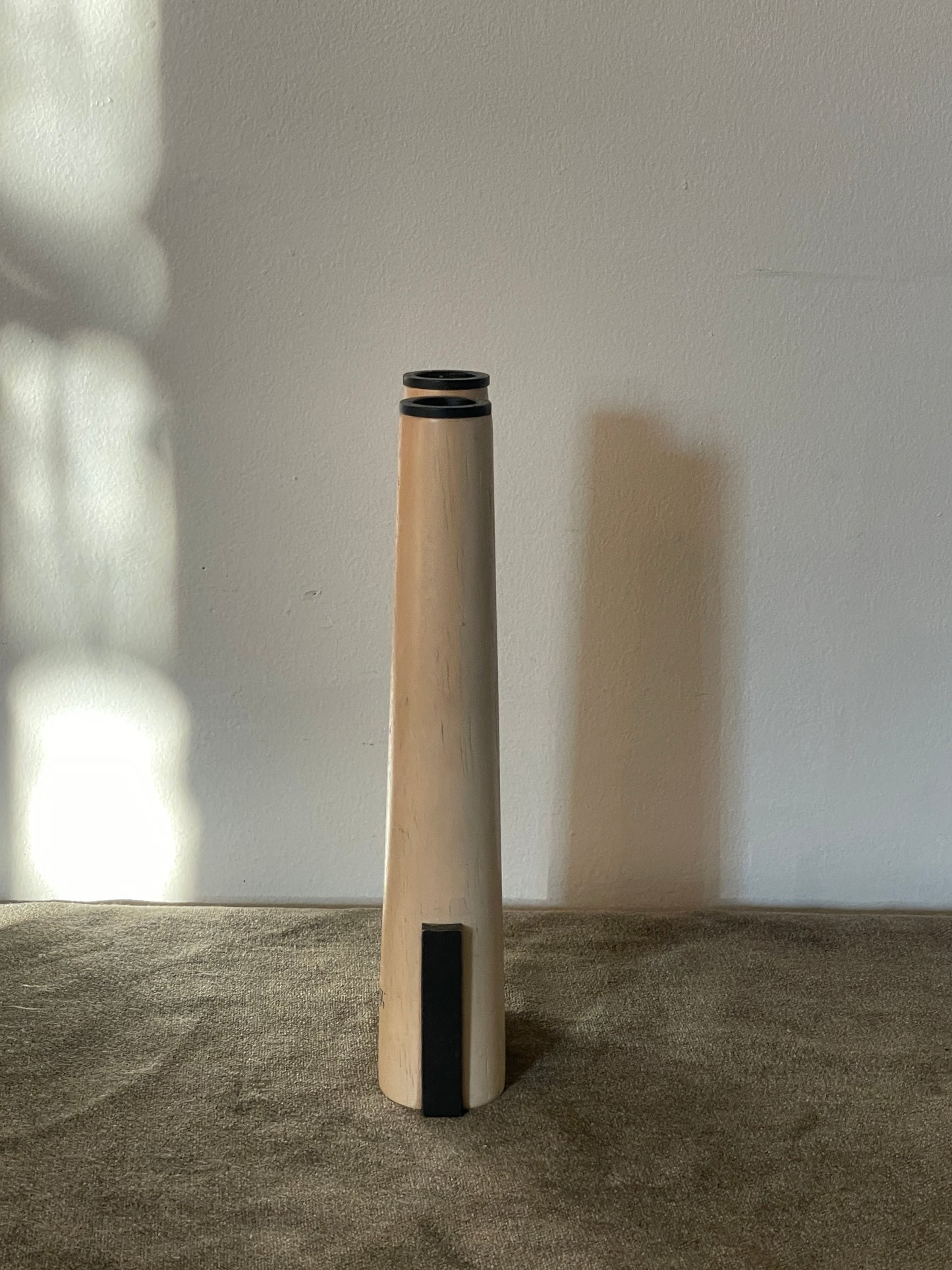 Dansk Light Wood and Cast Iron Candle Holder