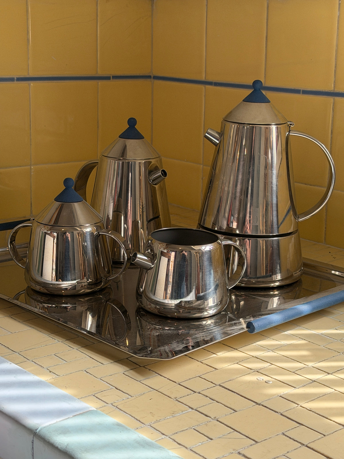 Italian Guido Bergra Chrome Espresso Coffee Tray Set