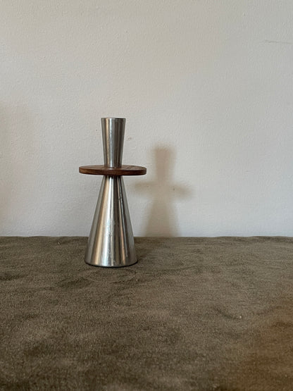 Modernist Metal and Wood Candle holder