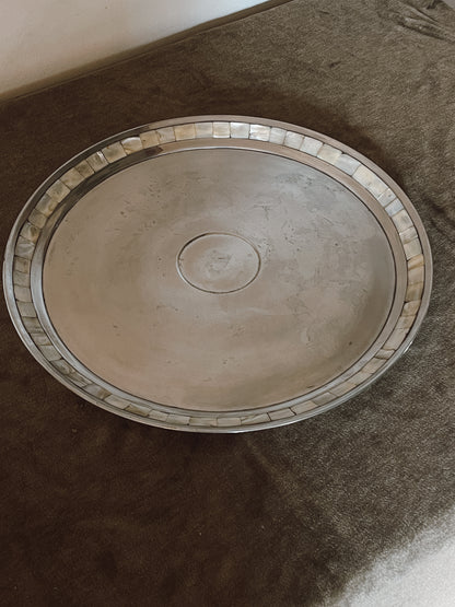 Vintage Silver plated Towle Tray with Mother of Pearl Inlay