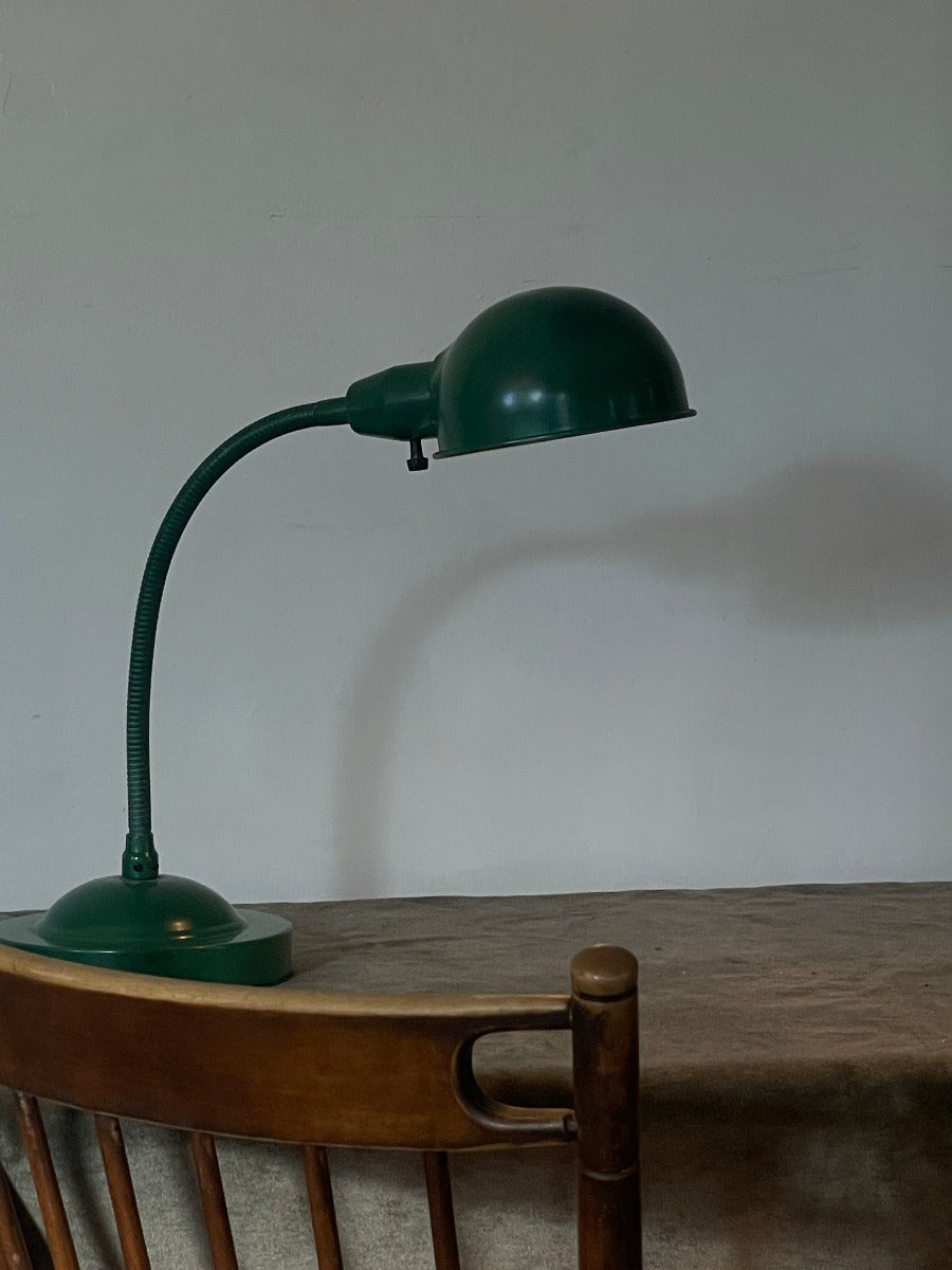 Vintage Dark Green Weighted Gooseneck Task Lamp