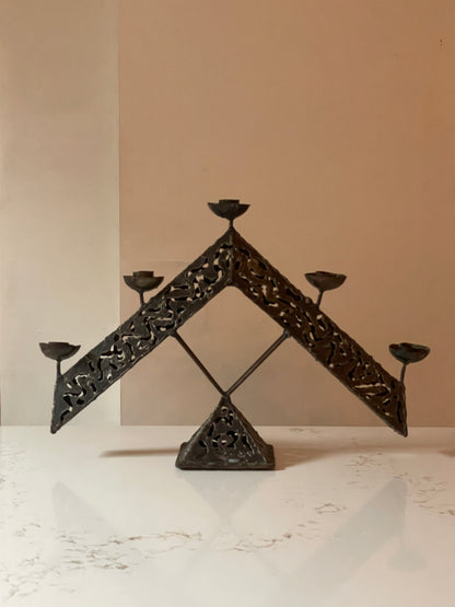 Filigree Welded Brutalist Candelabra