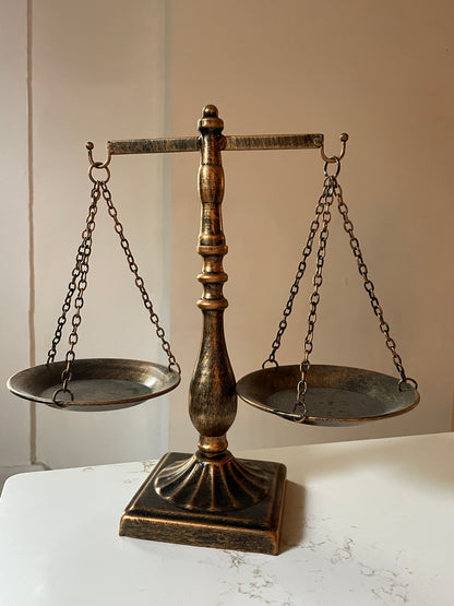 Bronzed Metal Stationary Libra Scale of Justice
