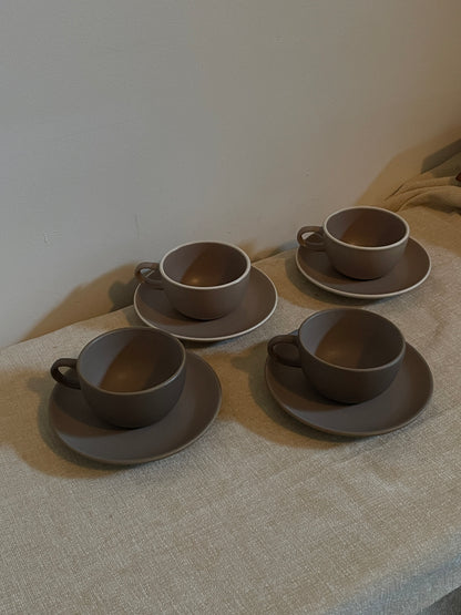 Heath Ceramic Cup and Saucer • Set of 4