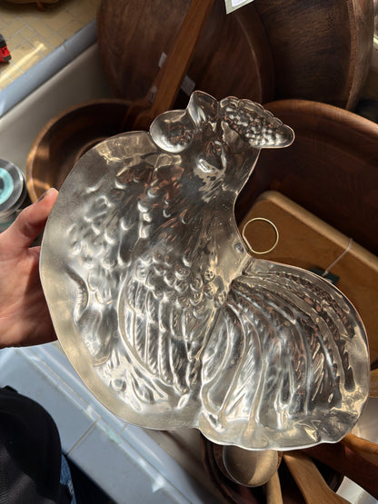 Vintage Copper Coated Tin Chicken Cooking Mold Wall Art